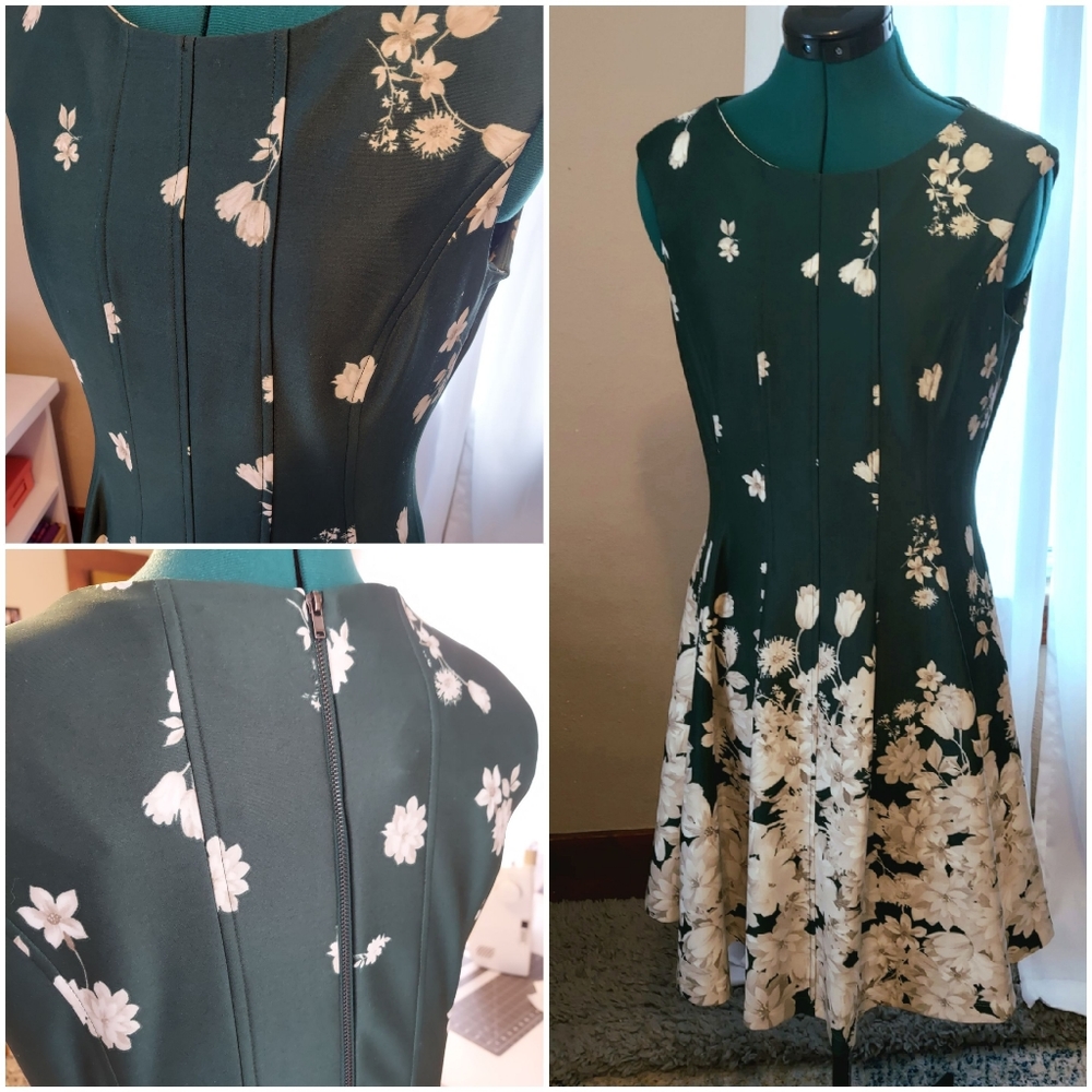 NWOT  Sleeveless A-Line dress (size 12) green/ivory floral